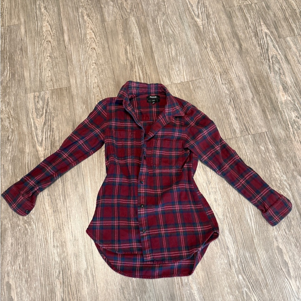 Madewell Burgundy and Navy Plaid Shirt